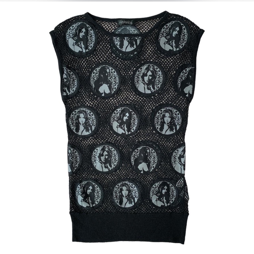 Vintage 90s HYSTERIC GLAMOUR Knit pin-up girl tank/vest